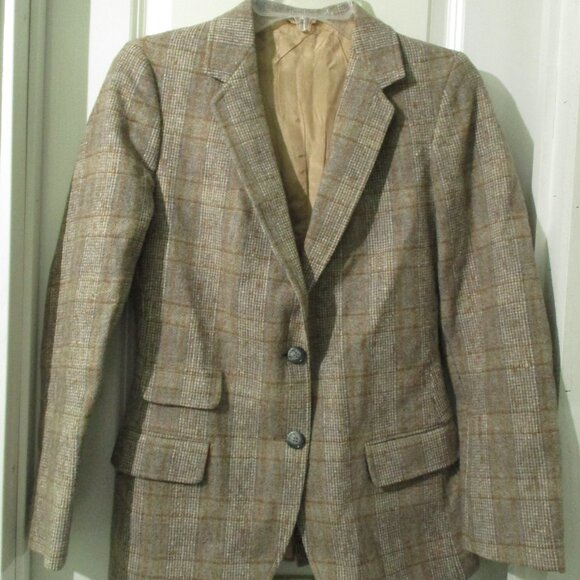 60s/70s Caramel and Blue Sachel Jacket - Picture 1 of 5